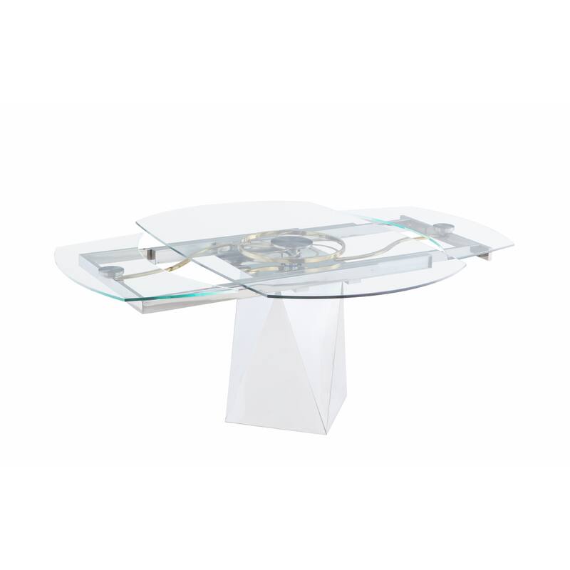 Somette Ariela 5-Piece Dining Set with Motion-Extendable Glass Table and Gray Chairs
