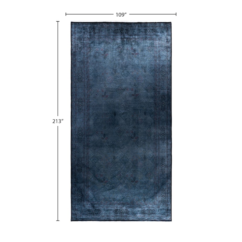 Overdyed One-of-a-Kind Hand-Knotted Area Rug - Blue - 9' 1" x 17' 9"
