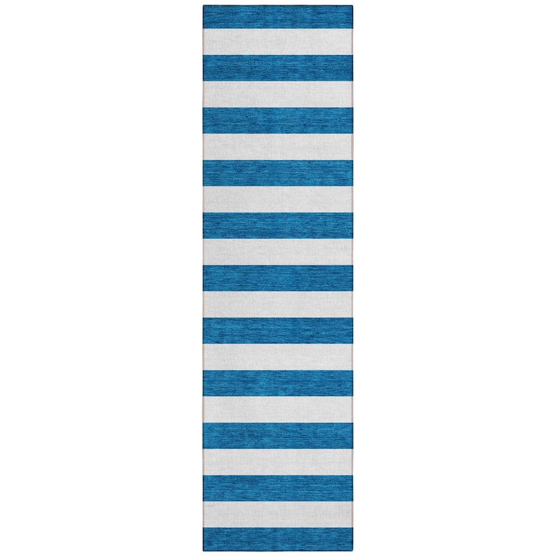 Machine Washable Indoor/ Outdoor Cabana Stripe Chantille Rug