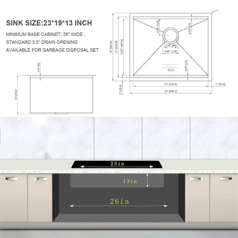 Undermount 16 Gauge Single Bowl Stainless Steel Kitchen Sinks in Brushed Nickel