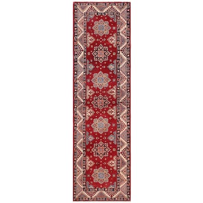 Bohemian Kazak Madison Red/Beige Wool Runner - 2'7'' x 9'6''