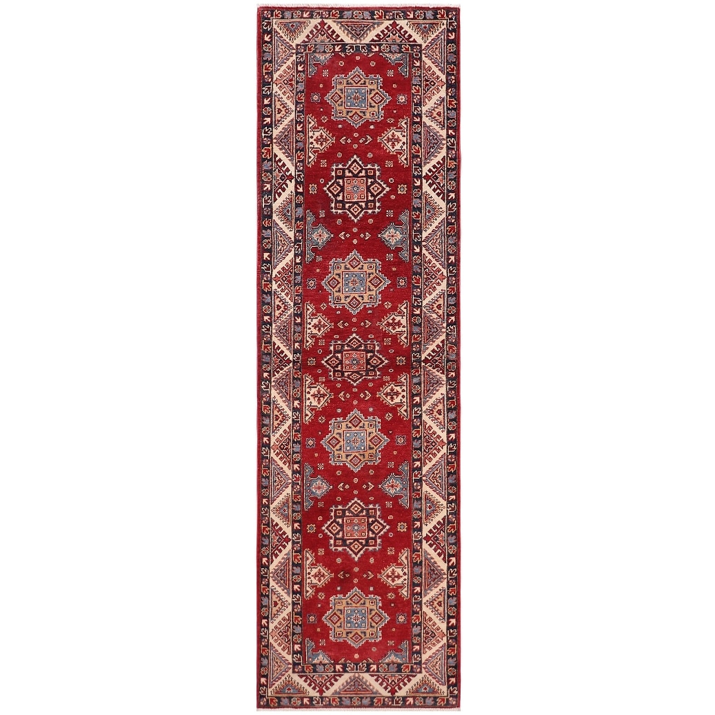 Bohemian Kazak Madison Red/Beige Wool Runner - 2'7'' x 9'6''