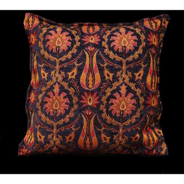 slide 2 of 12, Suzani Tulip Chenille Turkish Decorative Pillow Navy Blue