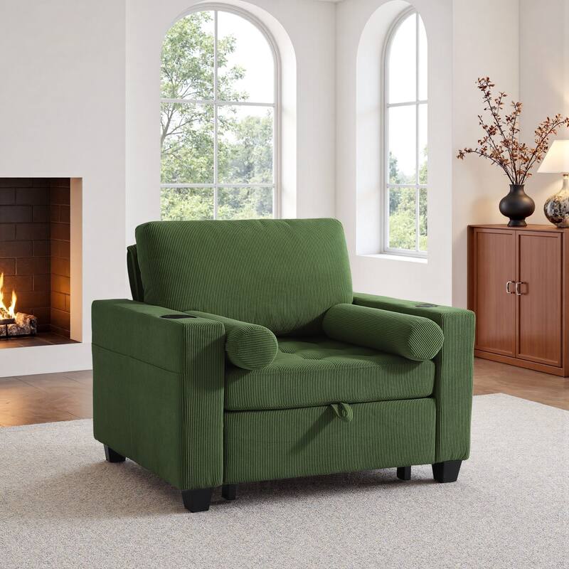 3-in-1 Pull-Out Sleeper Chair Bed Convertible Adjustable Lounge