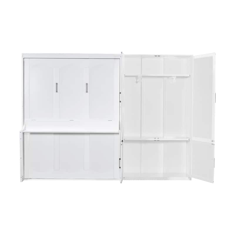 Queen Murphy Bed with Sofa & Shelves, Space-Saving Design