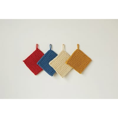 Square Cotton Crocheted Pot Holders (Set of 4 Colors)