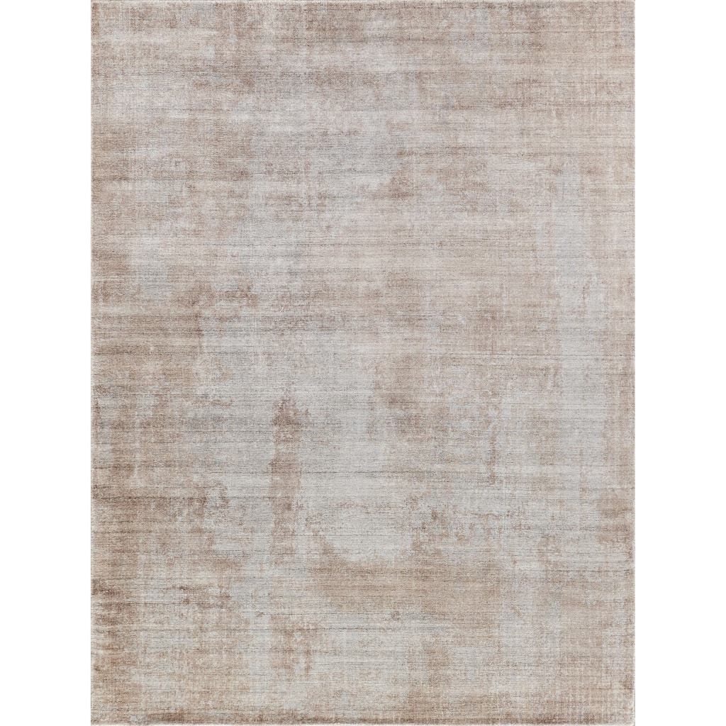 EXQUISITE RUGS Stone Wash Gazni Hand-loomed Wool/Bamboo Silk Terracota/Silver Area Rug.