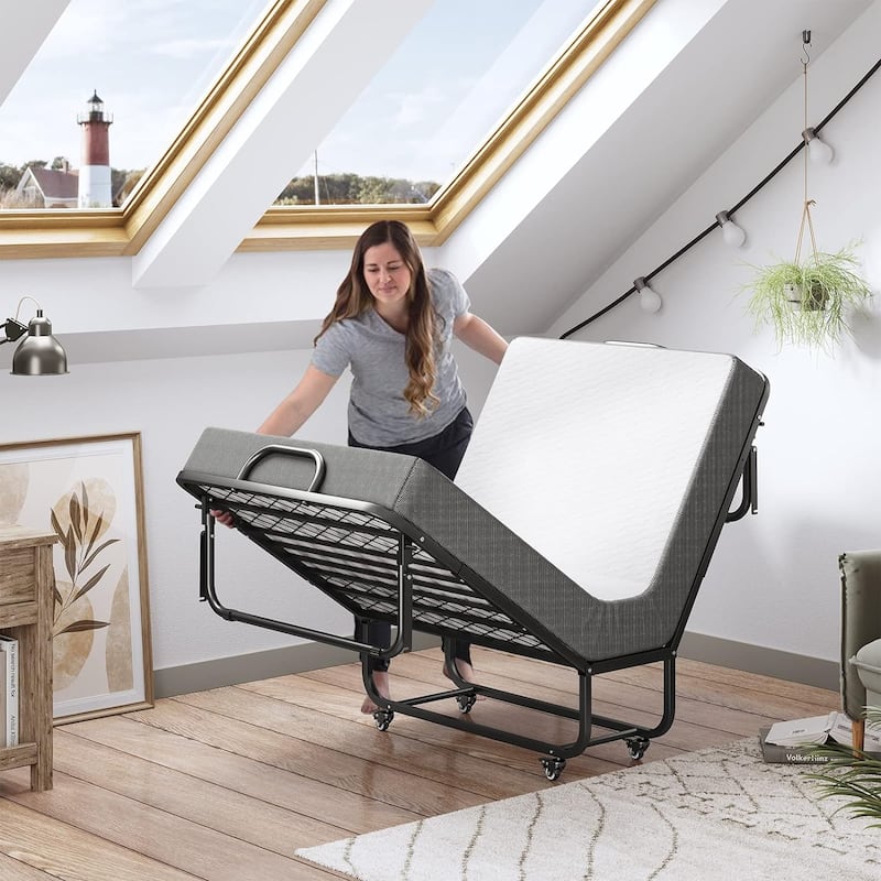 Folding Bed Rollaway Bed Guest Bed with Mattress