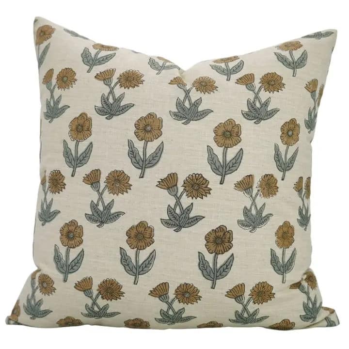 Fabdivine Vintage Linen Handmade Floral Cushion Pillow Cover Living or Bed Room, Kirti