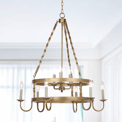 SAFAVIEH Lighting Crowley Adjustable 9-light Gold Chandelier - 31" W x 31" D x 38 -108" H
