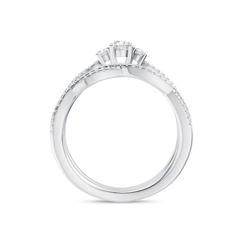 IGI Certified 1/2ct TDW Diamond Criss Cross Anniversary Ring Set in 14K White Gold for Women