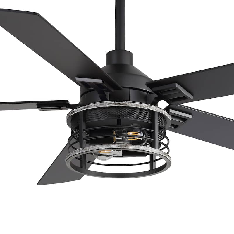 52-inch Reversible 5-Blade Caged Ceiling Fan with Light and Remote