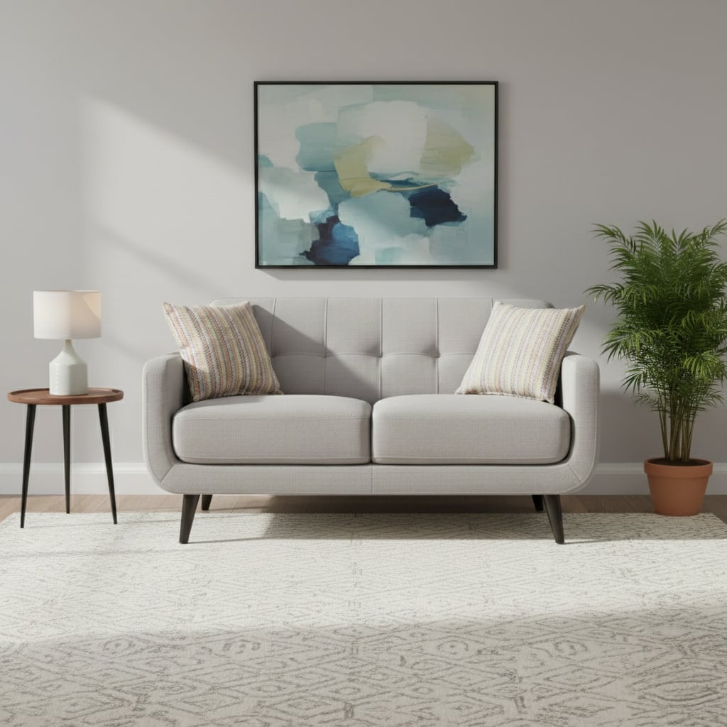 Crystal Gray Mid-Century Loveseat
