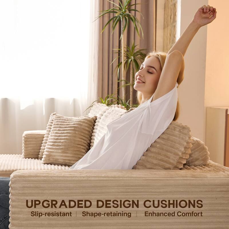 OVIOS All-Foam Plush L-Shaped Sofa​