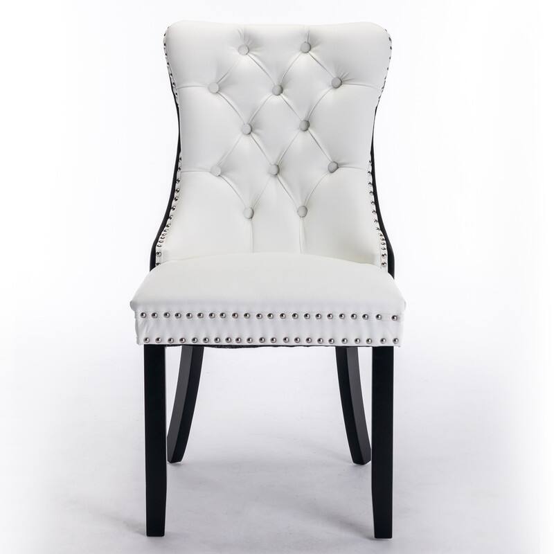Modern Tufted Dining Chairs,Faux Leather Velvet Dining Chairs Set of 2,Upholstered Dining Room Chairs - N/A