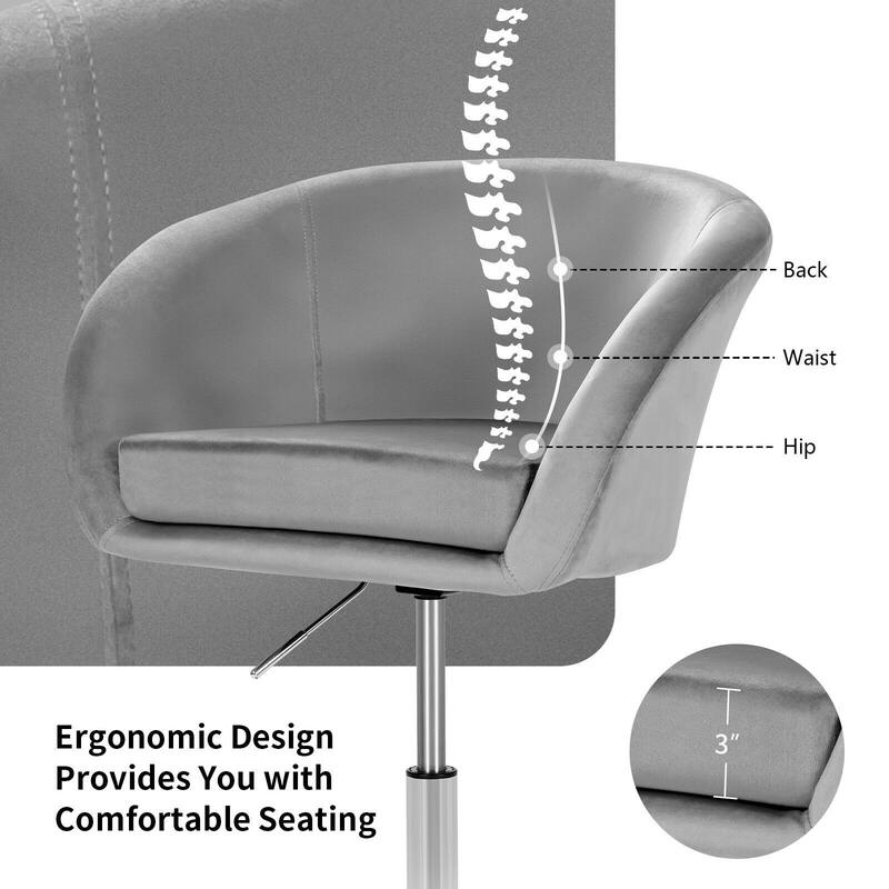 360 Degree Swivel Makeup Stool Accent Chair with Round Back and Metal Base - 24" x 20.5" x 28.5"-34"