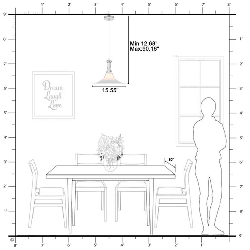 Chrome Trumpet Clear Glass Pendant Light Modern Hanging Fixture - Dia.15.55-in