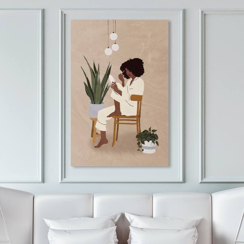 Wynwood Studio Fashion and Glam Look at Me Brown and Cream White Modern & Contemporary Wall Art Canvas Print - 45 x 30