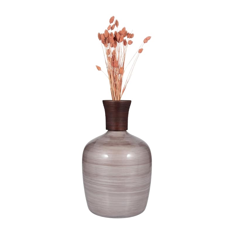 Sagebrook Home Blush Glass Swirled Round Vase - 10" W x 10" L x 16" H - Pink