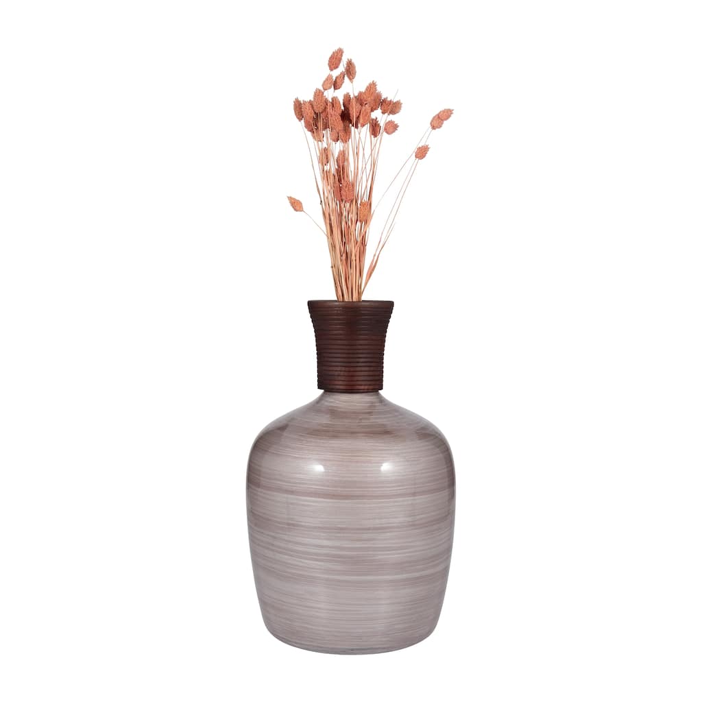 Sagebrook Home Blush Glass Swirled Round Vase