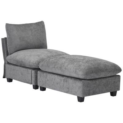 Lucca Chenille Upholstered Single Sofa Chair with Ottoman