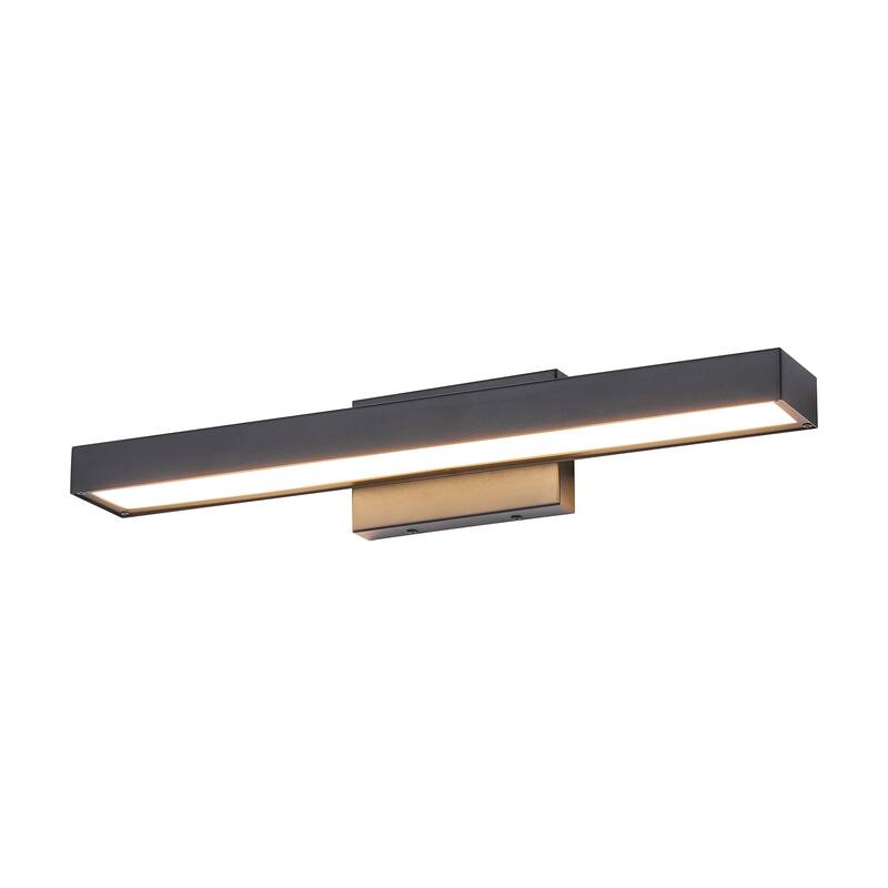 23.6" W 1-Light Modern Black Finish Rectangle Linear Metal Integrated LED Outdoor Wall Sconce