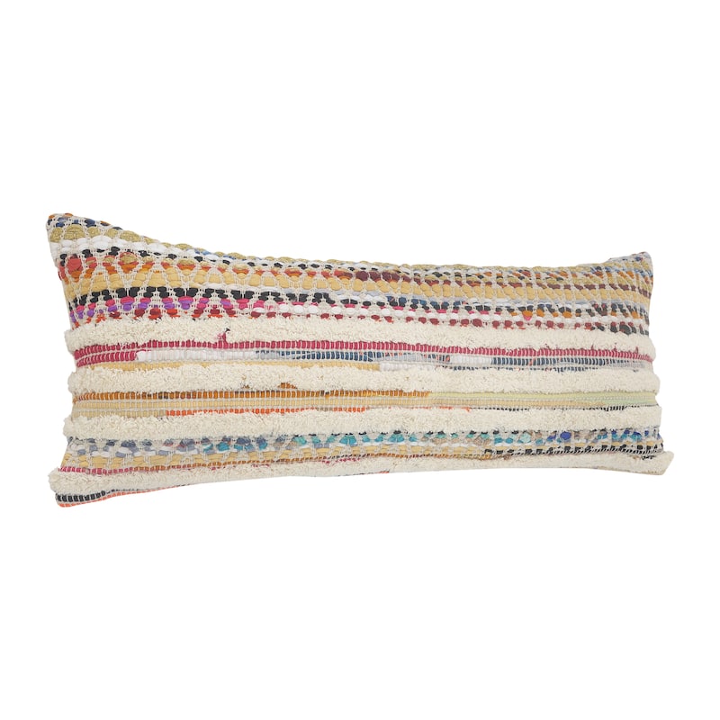 Sevita White Chevron Striped Multi Throw Pillow 18 inch