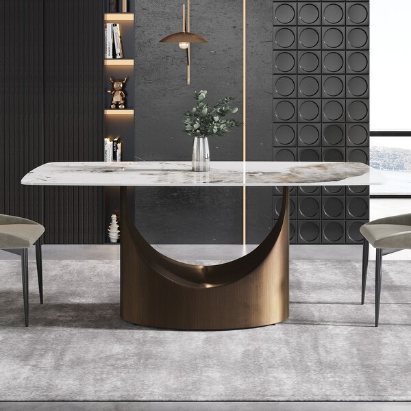 71'' Modern Rectangular Sintered Stone Dining Table for 8 - On