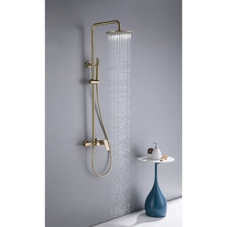 Brushed Gold Wall Mounted 2 Function Bathroom Shower Shower Set - Bed ...