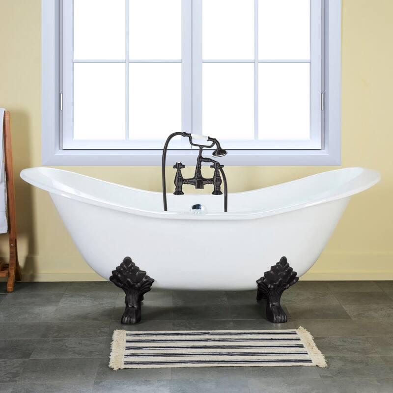 Kingston Brass Aqua Eden 72" Clawfoot Cast Iron Soaking Tub with