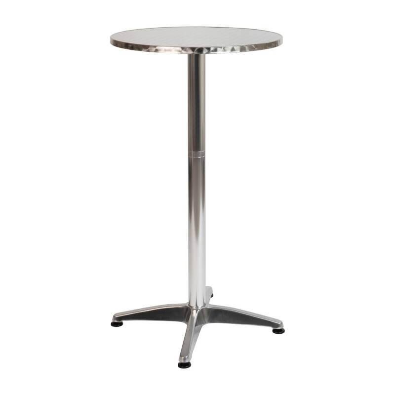 Indoor/Outdoor 23.5" Aluminum Round Bar Height Table with Cross Base