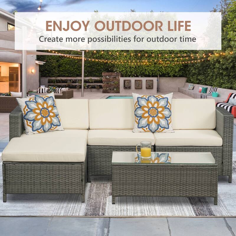 Royalcraft 5 Piece PE Rattan Wicker Sectional Sets