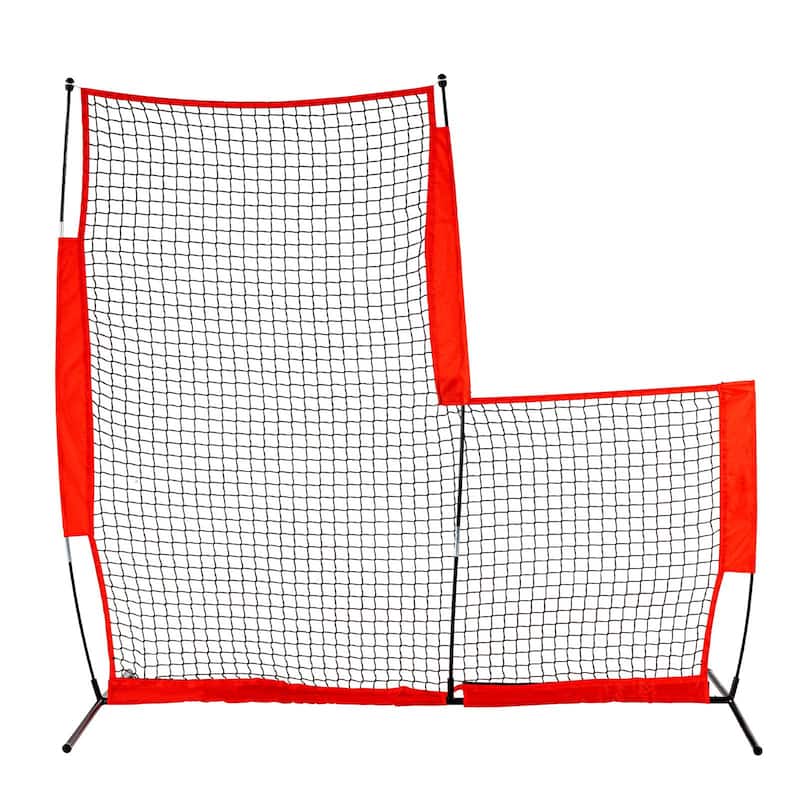 7 x 7 Feet L Screen Portable Baseball and Softball Body Protector Safety Screen with Carry Bag