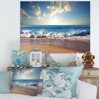 Designart - Sea Sunset - Seascape Photography Canvas Art Print - Bed ...