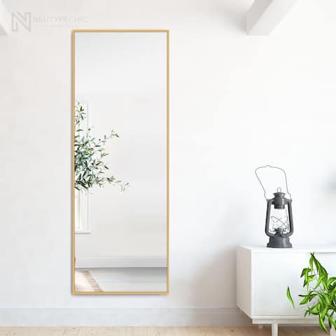 Neutypechic Modern Sleek Style Metal Frame Full-length Mirror Hanging or Leaning