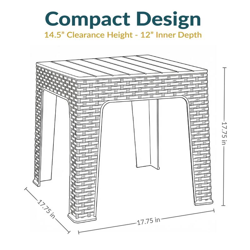 Sunnydaze Outdoor Square Plastic Adirondack Patio Side Table - White - 17.75"