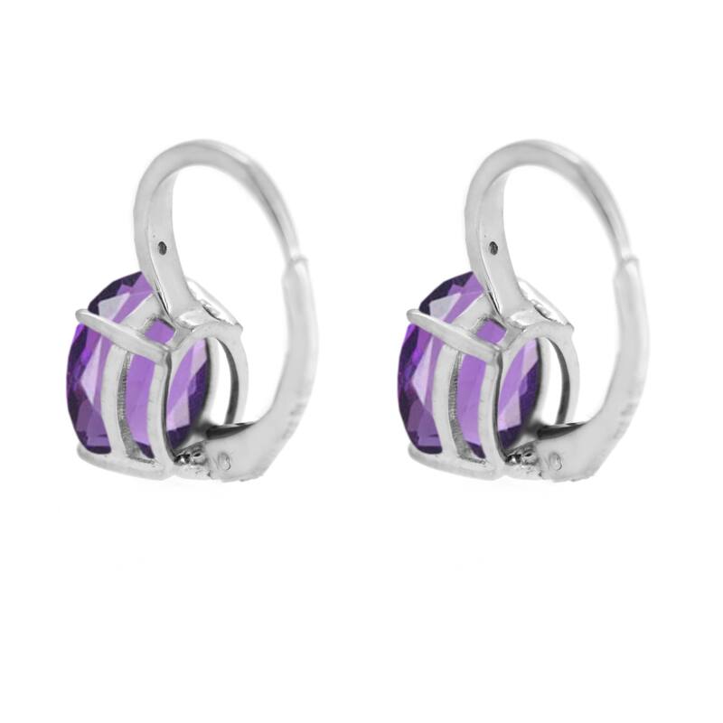 925 Sterling Silver Brazilian Amethyst and Diamond Earrings