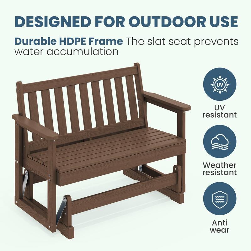 Outdoor Patio HDPE Glider Bench, Garden Rocking Bench