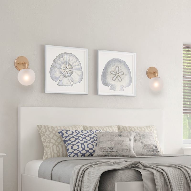 Ciare Modern Gold Mini Wall Sconces Orb Bathroom Vanity Lights Frosted Glass LED Bulbs - Rose Gold - L5.5"x W7.5"x H 10"