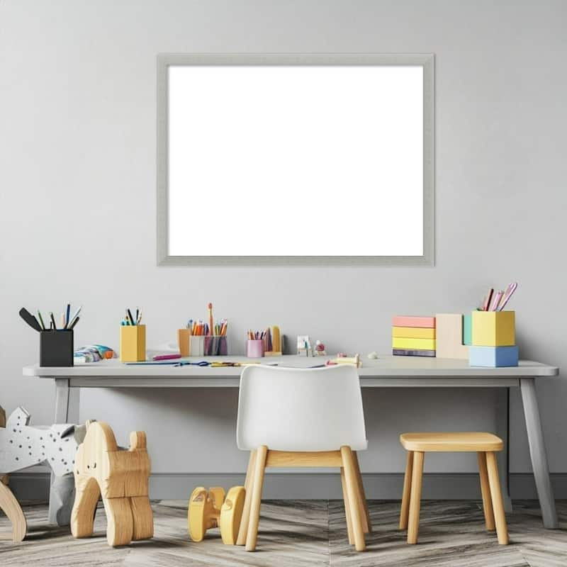 Amanti Art Silver Leaf Framed Dry Erase Magnetic Board