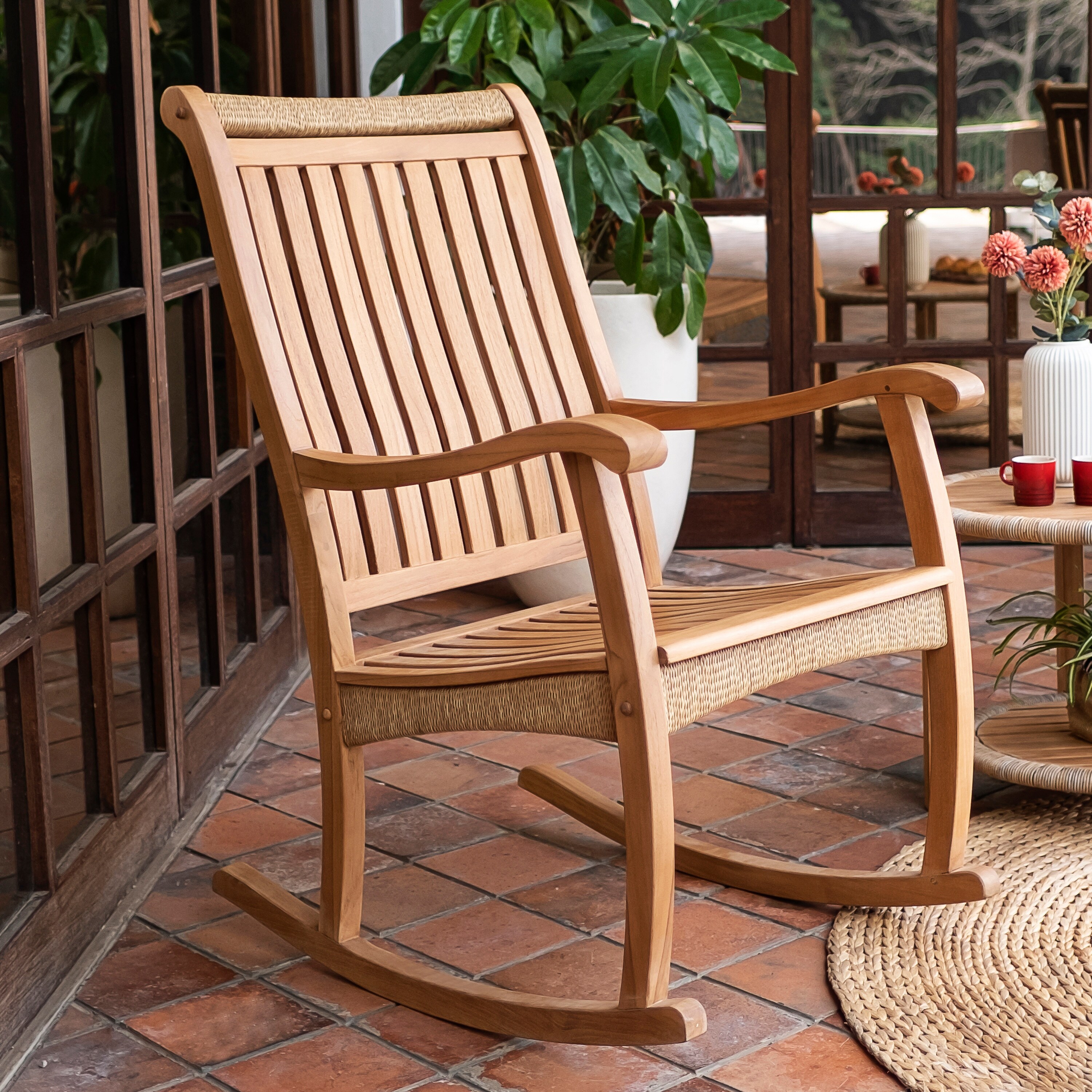 Rocking chair teak wood sales