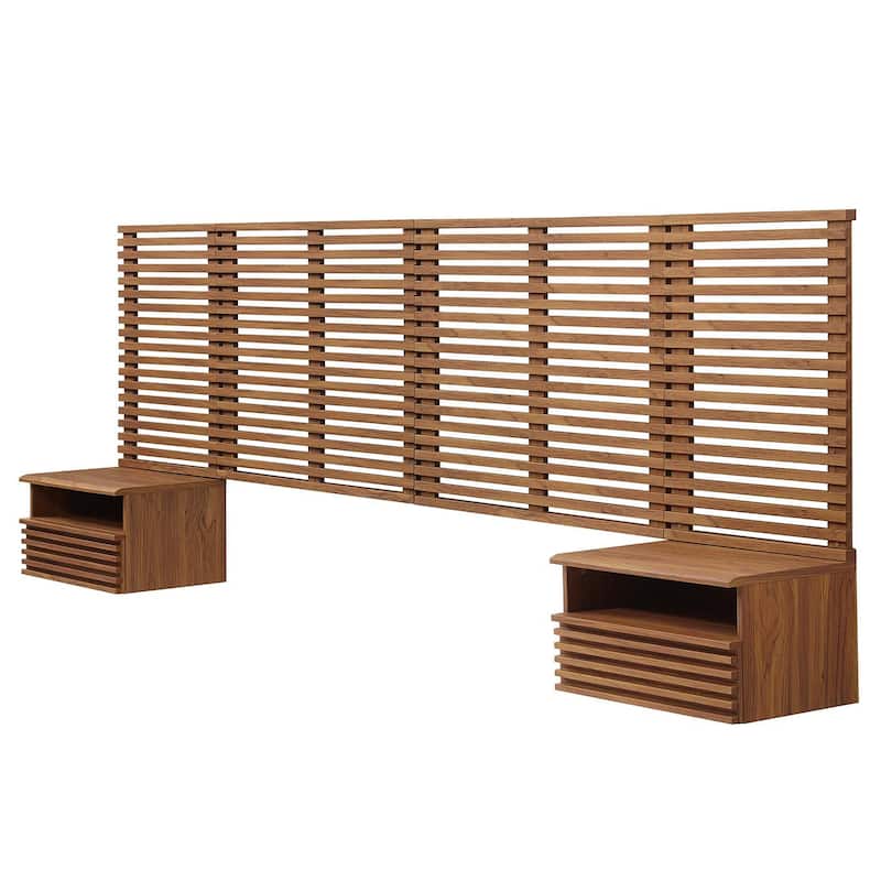 Vidalia Mid-century Modern Walnut Wooden Floating King Size Headboard ...