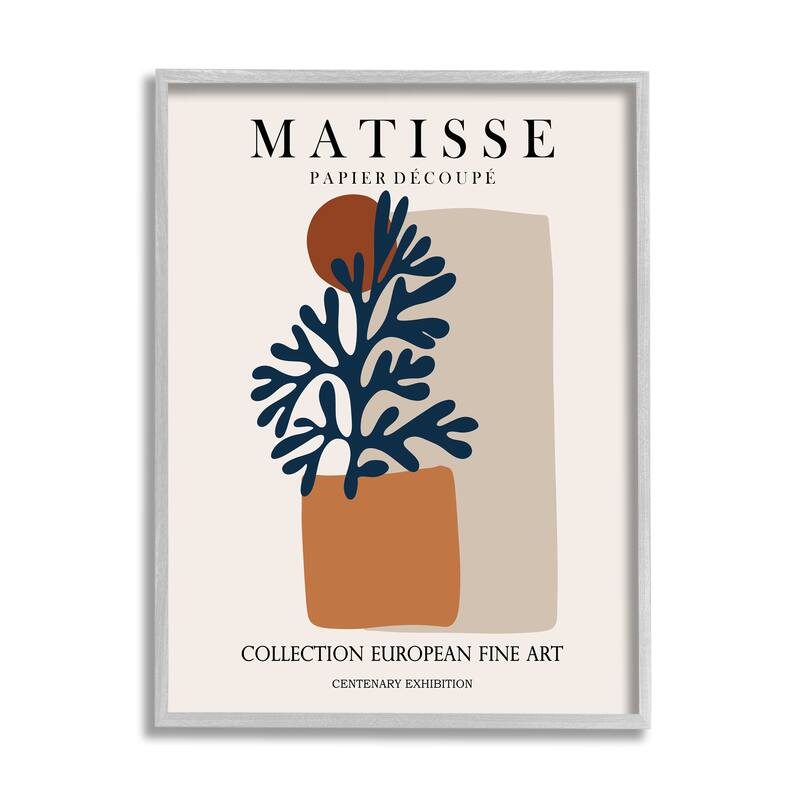 Stupell Contemporary Botanical Leaves Geometric Shapes Pattern Exhibition Framed Wall Art - Orange