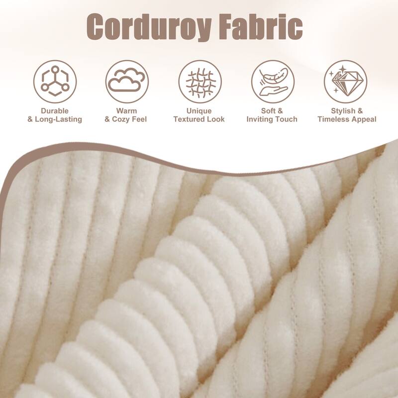 Beige 2-Seater Sofa with Side Pocket, Minimalist Living Room Loveseat Two-Seat Sofa Couch with Wood Frame