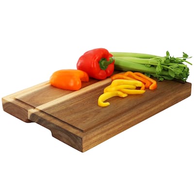 MegaChef 15.5 x 12 Inch Acacia Wood 1.5 Inch Thick Carving and Cutting Board with Juice Groove