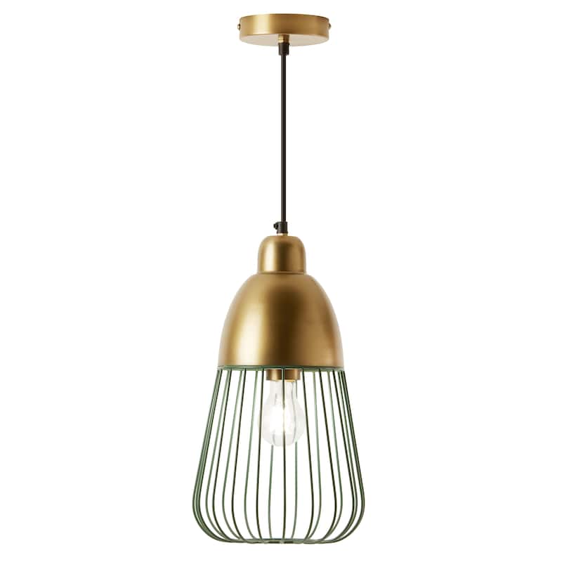 Alexis River of Goods Gold and Emerald Metal 8.25-Inch Pendant Light with Adjustable Hanging Cord - 8.25" x 8.25" x 17/71.75" - 8.25" x 8.25" x 17/71.75" - Emerald/Gold