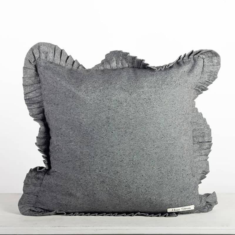 Gray With Ruffled Pleated Edges Cushion Cover Bed Bath & Beyond