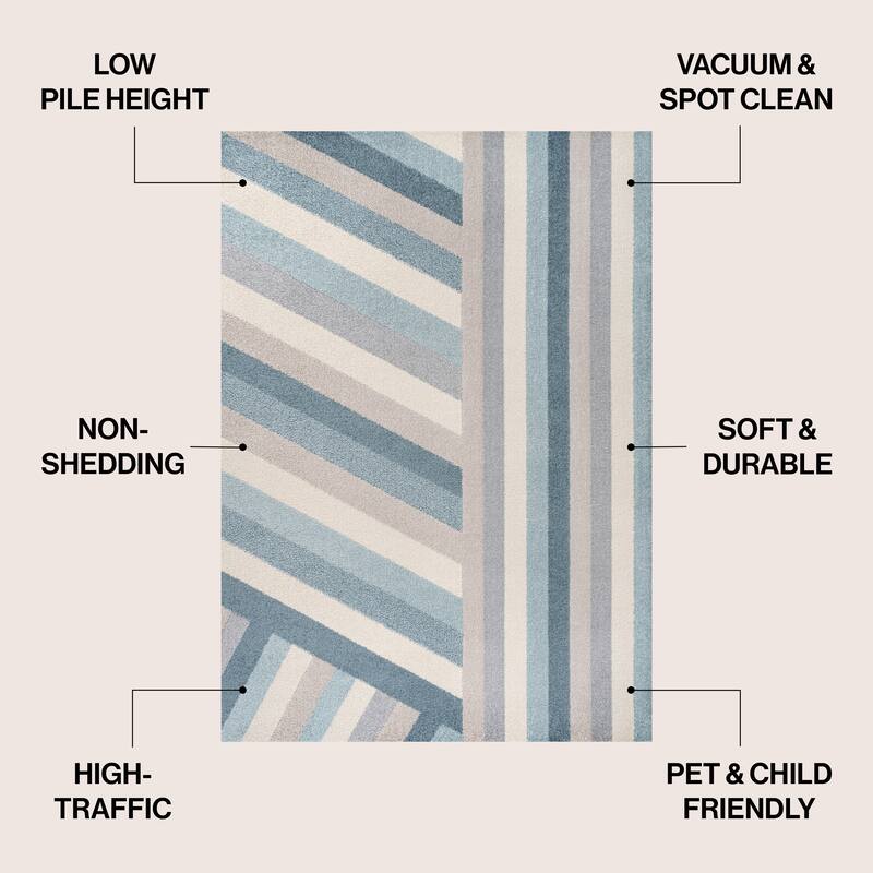 JONATHAN Y Kingdarr Rainbow Contemporary Stripe Multi Area Rug