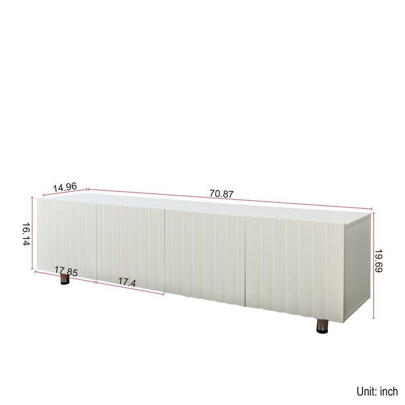 Roomfitters Modern TV Stand for 65+ Inch TVs, Entertainment Center with 2 Slideway Drawers and Storage Shelves, White