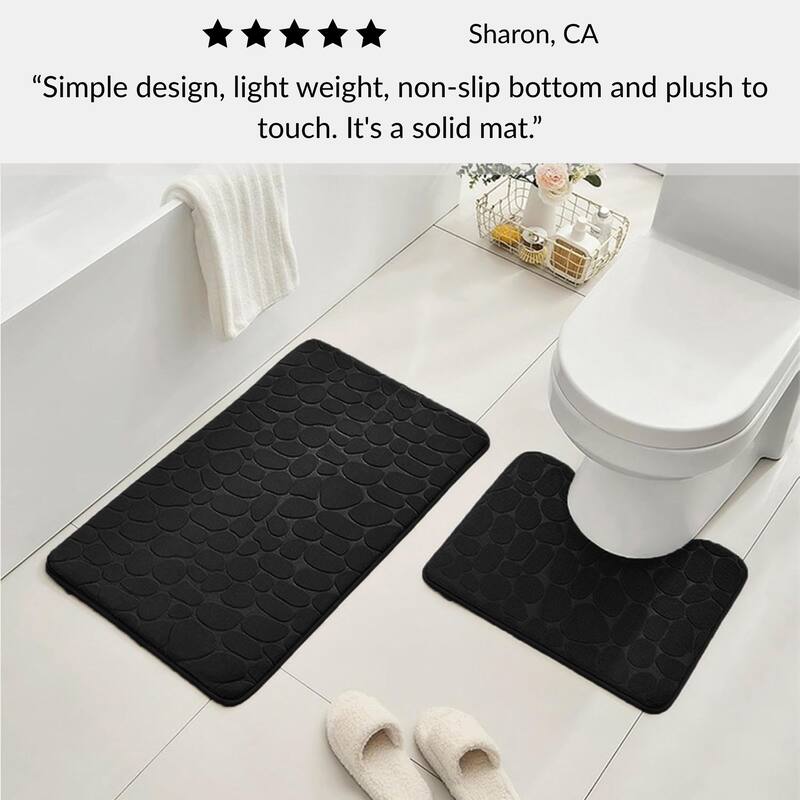 Memory Foam Contour Bath Mat Pebble Design 18x20
